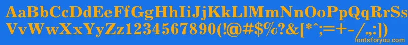 フォントJournal7 – オレンジ色の文字が青い背景にあります。