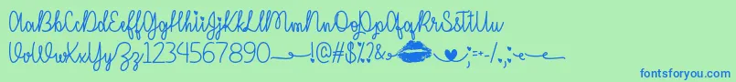 IMissYourKissOtf Font – Blue Fonts on Green Background