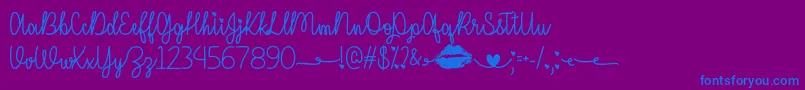 IMissYourKissOtf-Schriftart – Blaue Schriften auf violettem Hintergrund