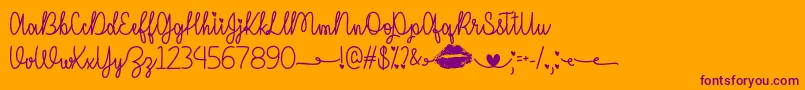 Weitere Informationen zur IMissYourKissOtf-Schriftart IMissYourKissOtf-Schriftart – Violette Schriften auf orangefarbenem Hintergrund