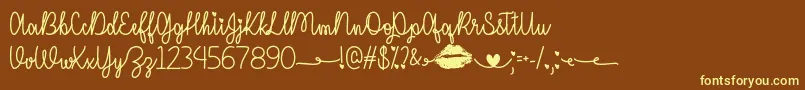 IMissYourKissOtf Font – Yellow Fonts on Brown Background