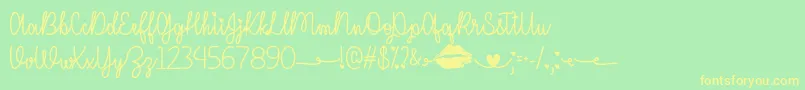 IMissYourKissOtf Font – Yellow Fonts on Green Background