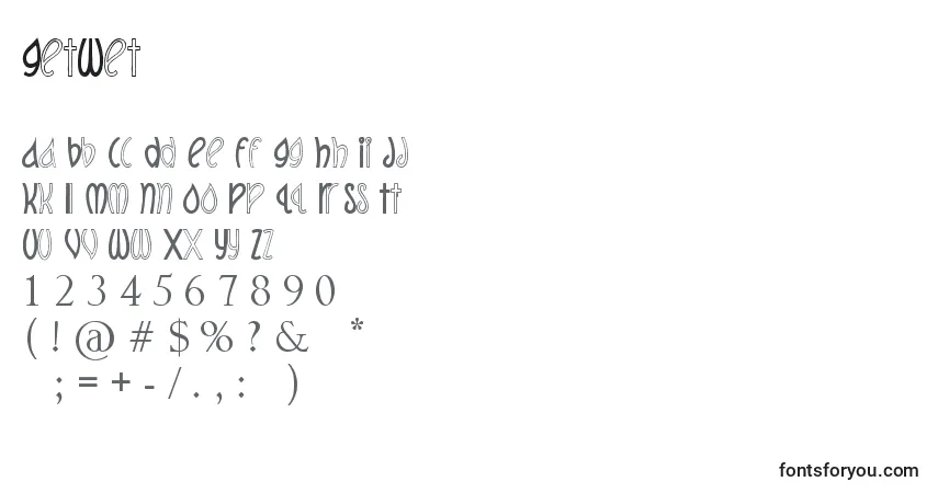 Шрифт GetWet – алфавит, цифры, специальные символы
