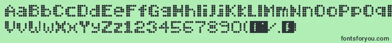 Mobitec6x6-fontti – mustat fontit vihreällä taustalla