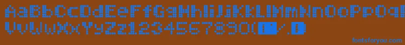 Mobitec6x6-Schriftart – Blaue Schriften auf braunem Hintergrund