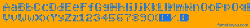 Mobitec6x6-Schriftart – Blaue Schriften auf orangefarbenem Hintergrund