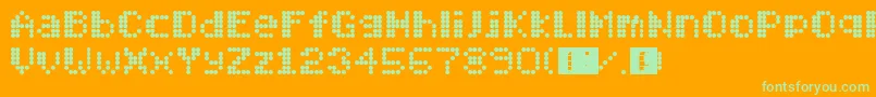 Mobitec6x6-Schriftart – Grüne Schriften auf orangefarbenem Hintergrund