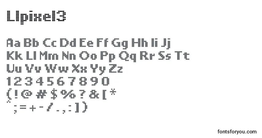 Schriftart Llpixel3 – Alphabet, Zahlen, spezielle Symbole