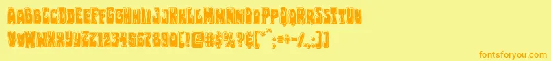 Pocketmonsterbevel-Schriftart – Orangefarbene Schriften auf gelbem Hintergrund