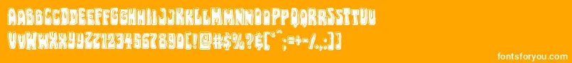 Pocketmonsterbevel-Schriftart – Weiße Schriften auf orangefarbenem Hintergrund