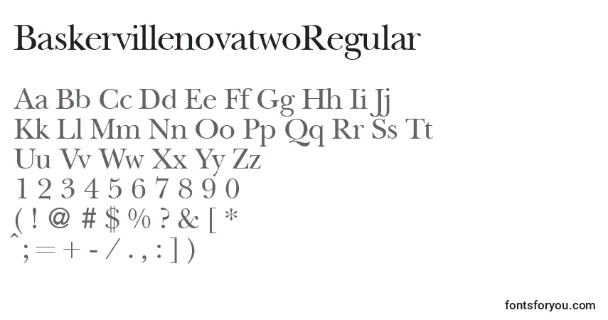 Шрифт BaskervillenovatwoRegular – алфавит, цифры, специальные символы
