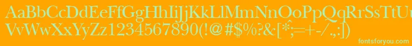 BaskervillenovatwoRegular-Schriftart – Grüne Schriften auf orangefarbenem Hintergrund
