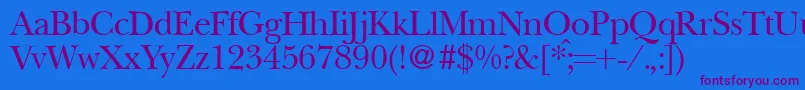 BaskervillenovatwoRegular-Schriftart – Violette Schriften auf blauem Hintergrund
