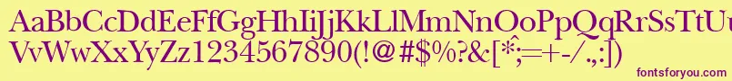 BaskervillenovatwoRegular-Schriftart – Violette Schriften auf gelbem Hintergrund