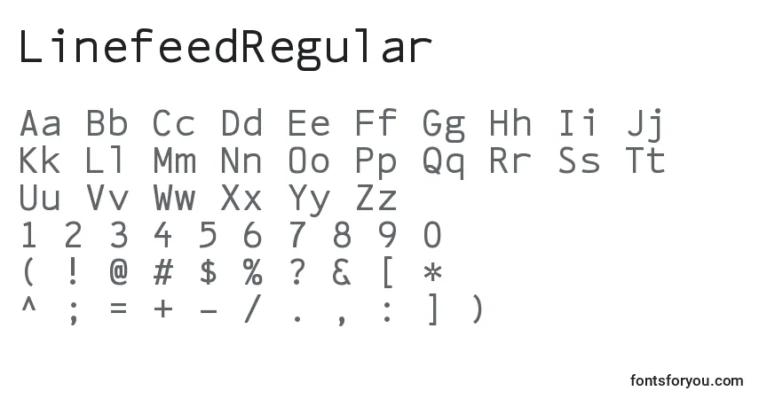 Шрифт LinefeedRegular – алфавит, цифры, специальные символы
