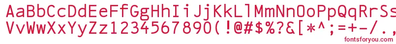 フォントLinefeedRegular – 白い背景に赤い文字