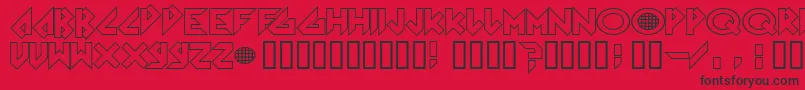 Arkanoid-Schriftart – Schwarze Schriften auf rotem Hintergrund