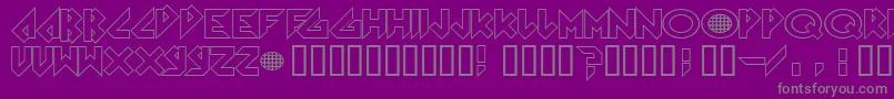 Arkanoid-fontti – harmaat kirjasimet violetilla taustalla
