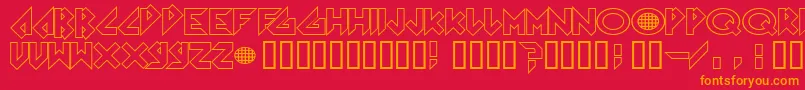 Arkanoid-fontti – oranssit fontit punaisella taustalla