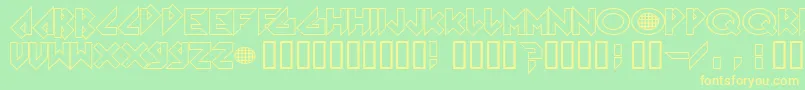 Arkanoid-Schriftart – Gelbe Schriften auf grünem Hintergrund