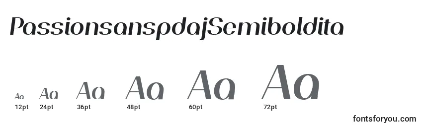 Размеры шрифта PassionsanspdajSemiboldita
