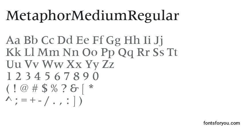 A fonte MetaphorMediumRegular – alfabeto, números, caracteres especiais