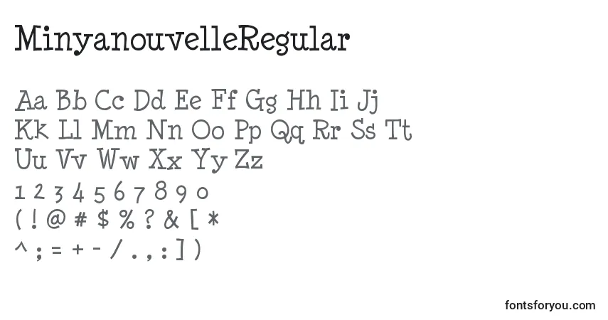 Schriftart MinyanouvelleRegular – Alphabet, Zahlen, spezielle Symbole
