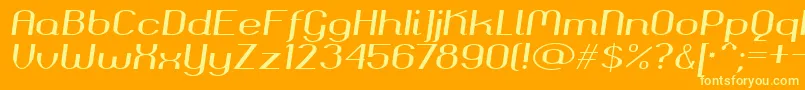 Okolaksbolditalic-Schriftart – Gelbe Schriften auf orangefarbenem Hintergrund