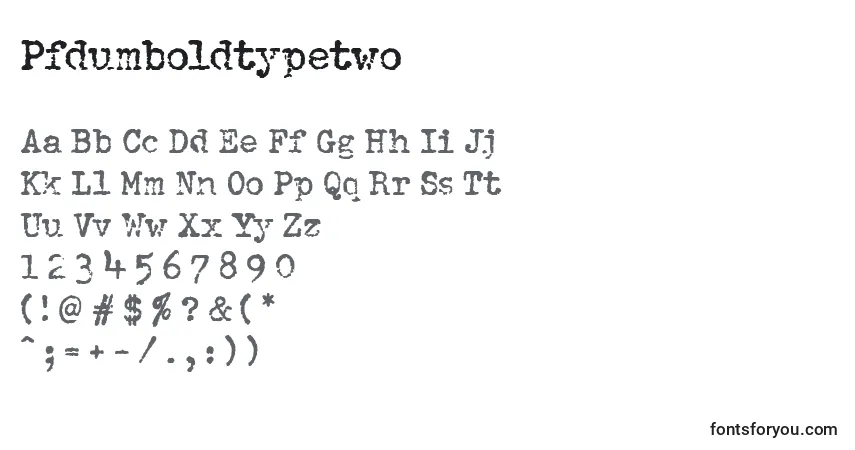 A fonte Pfdumboldtypetwo – alfabeto, números, caracteres especiais