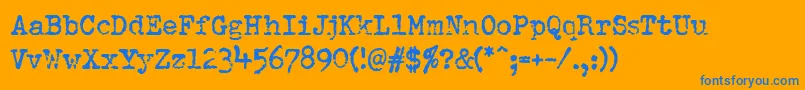 Pfdumboldtypetwo-Schriftart – Blaue Schriften auf orangefarbenem Hintergrund