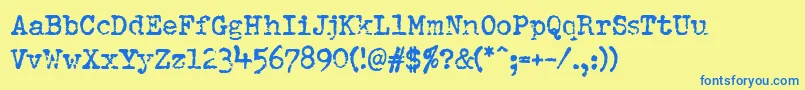 Pfdumboldtypetwo Font – Blue Fonts on Yellow Background