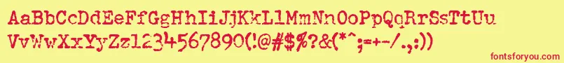 Pfdumboldtypetwo Font – Red Fonts on Yellow Background