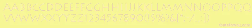 LithosExtralight-fontti – vaaleanpunaiset fontit keltaisella taustalla