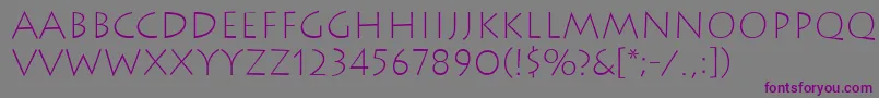 フォントLithosExtralight – 紫色のフォント、灰色の背景