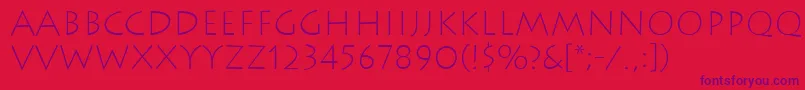 LithosExtralight-Schriftart – Violette Schriften auf rotem Hintergrund