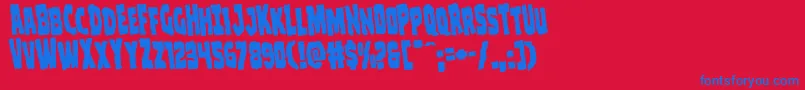 Clubberlangrotate-fontti – siniset fontit punaisella taustalla