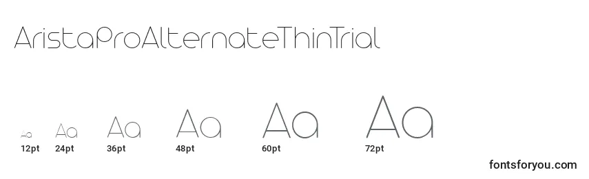 Größen der Schriftart AristaProAlternateThinTrial