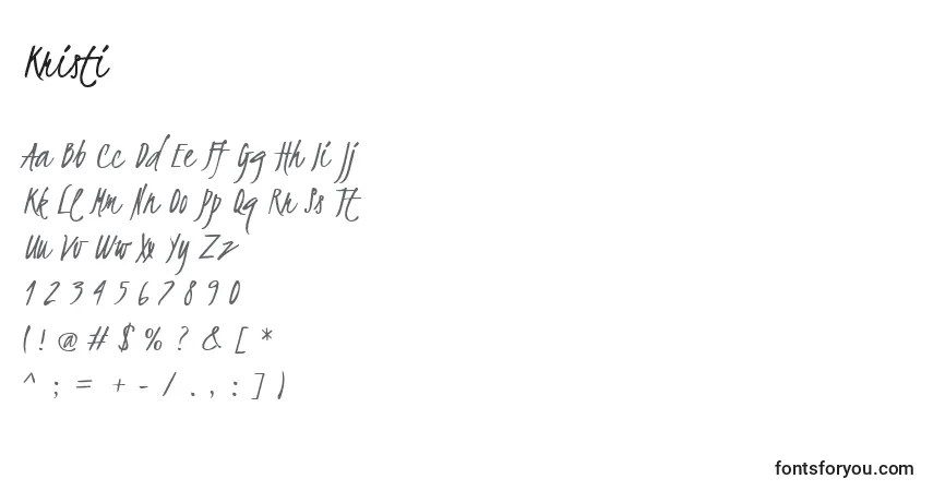 Fuente Kristi - alfabeto, números, caracteres especiales