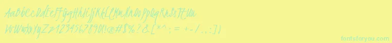 フォントKristi – 黄色い背景に緑の文字