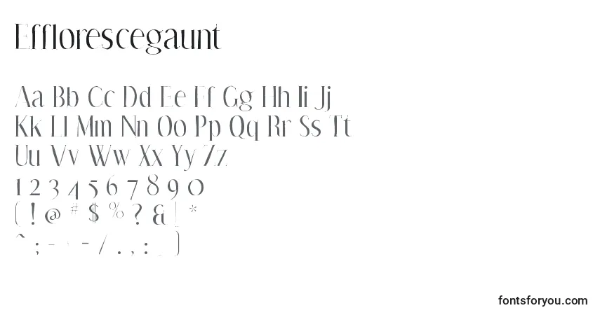 Efflorescegaunt-fontti – aakkoset, numerot, erikoismerkit