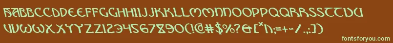 フォントBrinathynl – 緑色の文字が茶色の背景にあります。