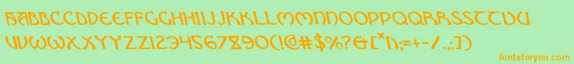 フォントBrinathynl – オレンジの文字が緑の背景にあります。