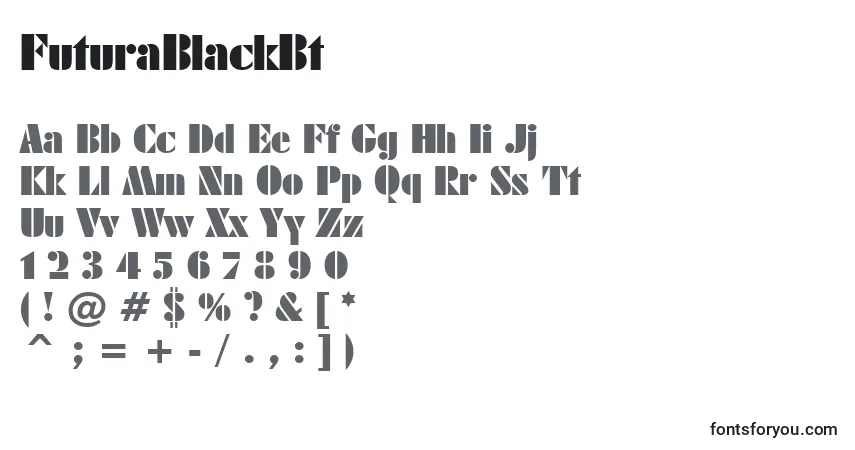 Шрифт FuturaBlackBt – алфавит, цифры, специальные символы