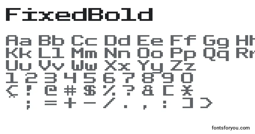 Czcionka FixedBold – alfabet, cyfry, specjalne znaki