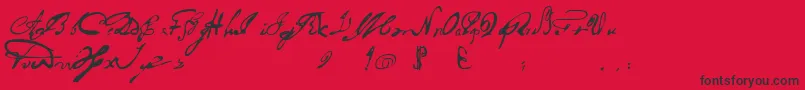 フォントPortuguesarcaicolectura – 赤い背景に黒い文字