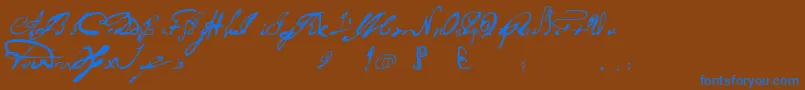 Шрифт Portuguesarcaicolectura – синие шрифты на коричневом фоне