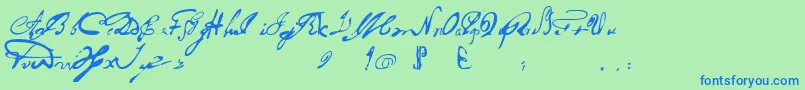 Шрифт Portuguesarcaicolectura – синие шрифты на зелёном фоне