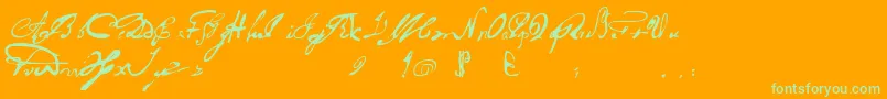 Portuguesarcaicolectura Font – Green Fonts on Orange Background