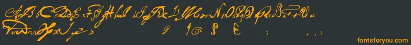 フォントPortuguesarcaicolectura – 黒い背景にオレンジの文字