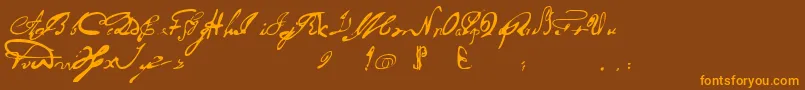 Portuguesarcaicolectura-Schriftart – Orangefarbene Schriften auf braunem Hintergrund